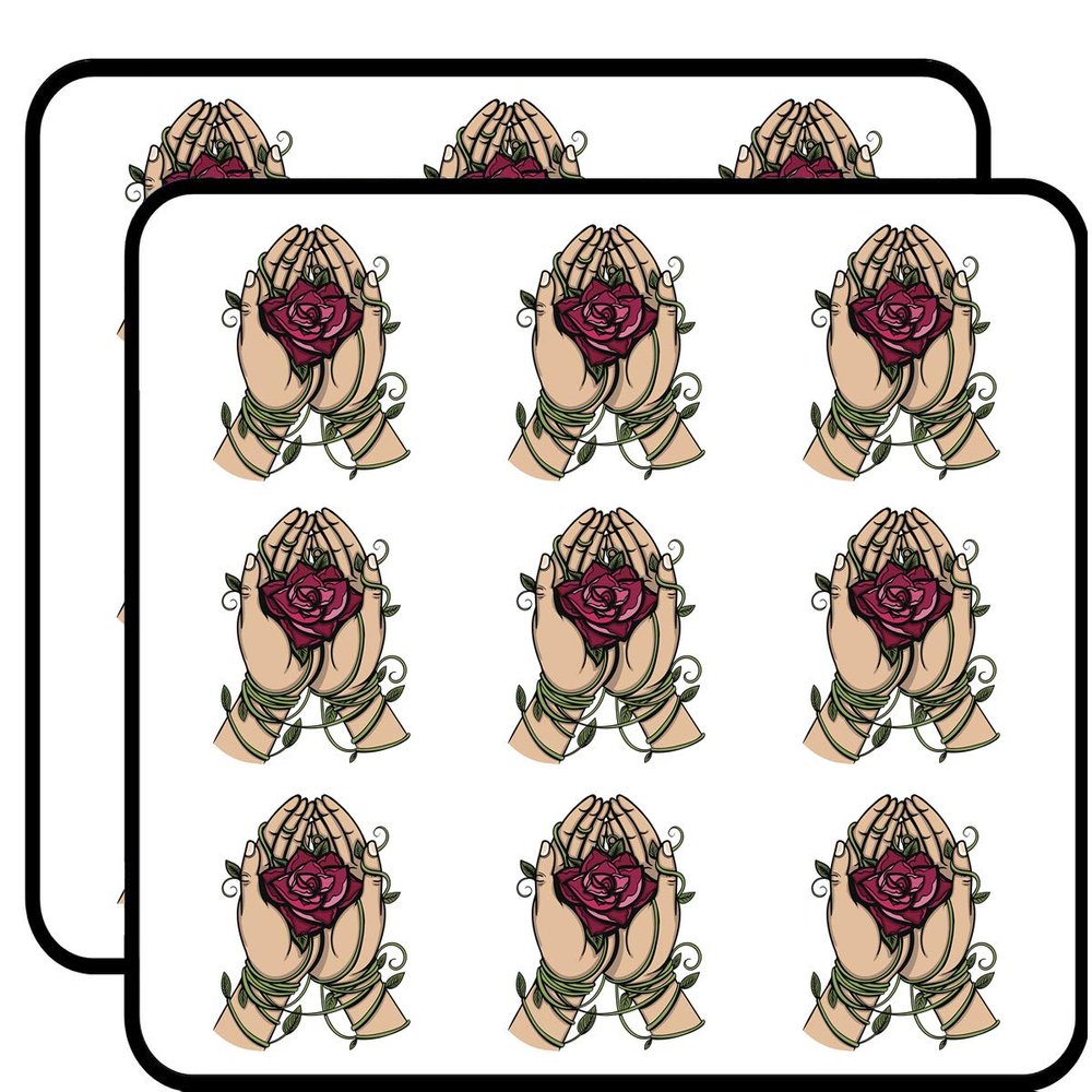 18 Pcs Pretty Red Rose and Vines in Hands Cartoon 82" Stickers Decals Laptop Notebook Phone Waterproof Vinyl Trendy