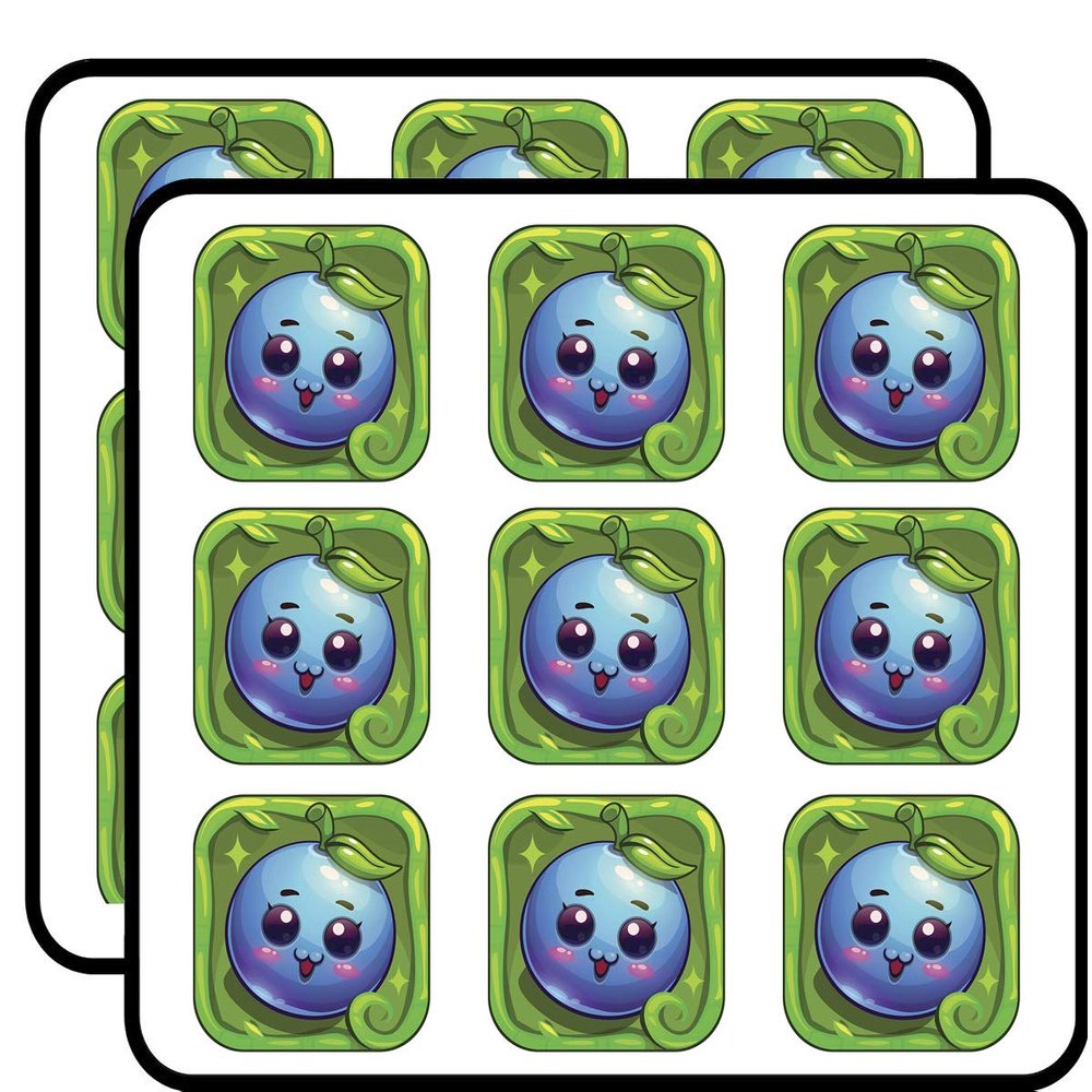 18 Pcs Adorable Cute Video Game Fruit Icon Cartoon - Blueberry 2" Stickers Decals Laptop Notebook Phone Waterproof Vinyl Trendy