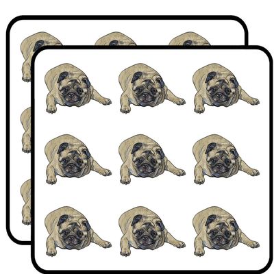 18 Pcs Cute Pudgy Chubby Pug Puppy Dog Pen Art Cartoon 2" Stickers Decals Laptop Notebook Phone Waterproof Vinyl Trendy