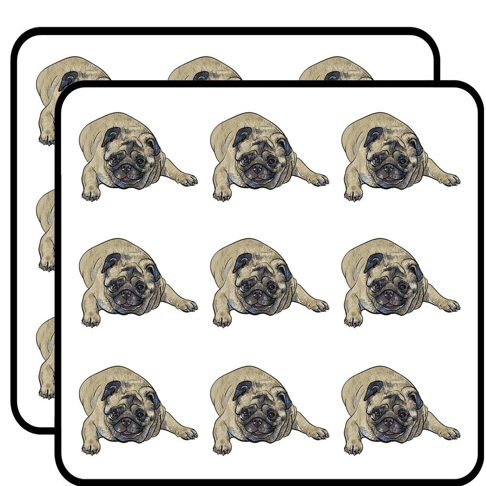 18 Pcs Cute Pudgy Chubby Pug Puppy Dog Pen Art Cartoon 2" Stickers Decals Laptop Notebook Phone Waterproof Vinyl Trendy