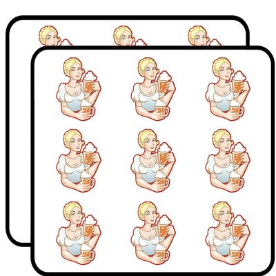 18 Pcs Cute Simple European Beer Waitress Cartoon 2" Stickers Decals Laptop Notebook Phone Waterproof Vinyl Trendy