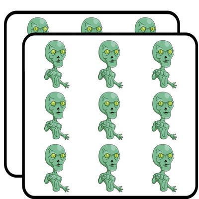 18 Pcs Creepy Green Alien Monster Cartoon 2" Stickers Decals Laptop Notebook Phone Waterproof Vinyl Trendy