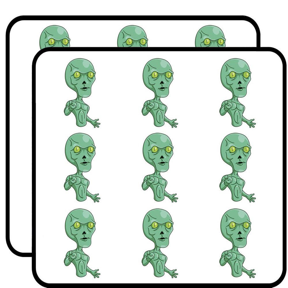 18 Pcs Creepy Green Alien Monster Cartoon 2" Stickers Decals Laptop Notebook Phone Waterproof Vinyl Trendy