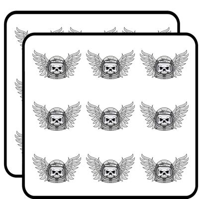 18 Pcs Black and White Aviation Pilot Helmet Skull with Wings Cartoon 2" Stickers Decals Laptop Notebook Phone Waterproof Vinyl Trendy