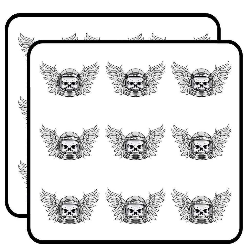 18 Pcs Black and White Aviation Pilot Helmet Skull with Wings Cartoon 2" Stickers Decals Laptop Notebook Phone Waterproof Vinyl Trendy