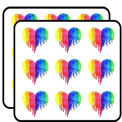 18 Pcs Rainbow Gradient Watercolor Melting Heart 2" Stickers Decals Laptop Notebook Phone Waterproof Vinyl Trendy