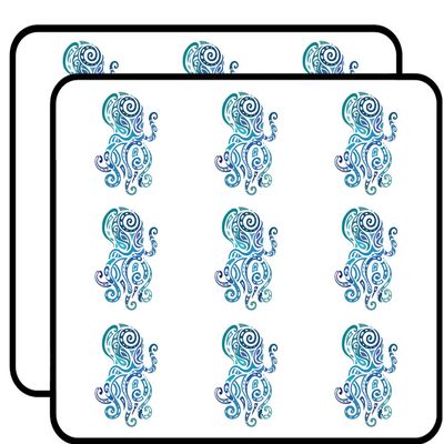 18 Pcs Pretty Watercolor Tribal Ocean Octopus Drawing 2" Stickers Decals Laptop Notebook Phone Waterproof Vinyl Trendy