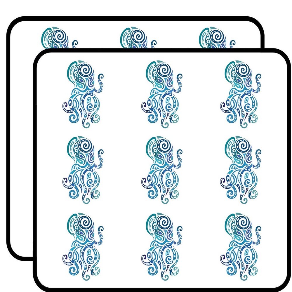 18 Pcs Pretty Watercolor Tribal Ocean Octopus Drawing 2" Stickers Decals Laptop Notebook Phone Waterproof Vinyl Trendy