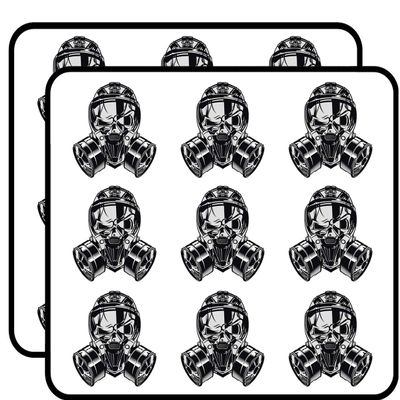 18 Pcs Black Shiny Gas Mask Cartoon Icon 2" Stickers Decals Laptop Notebook Phone Waterproof Vinyl Trendy