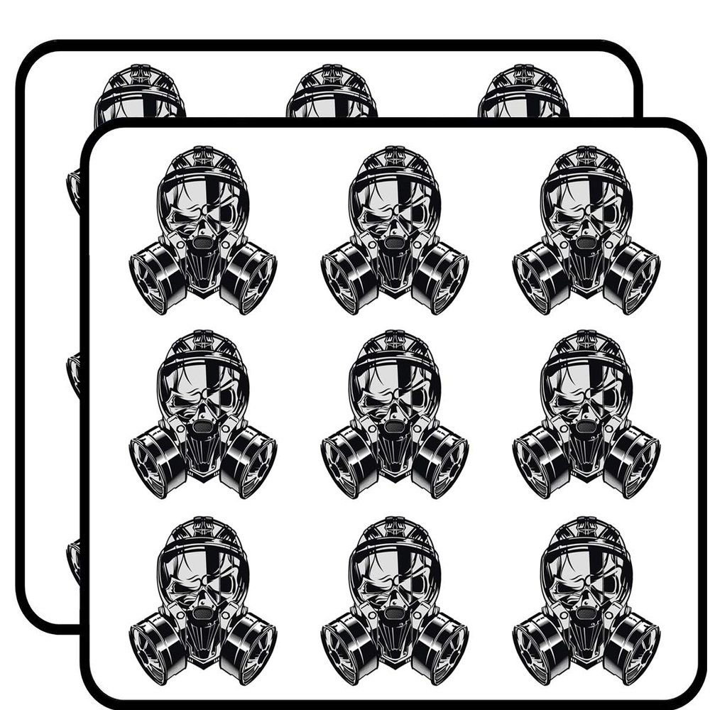 18 Pcs Black Shiny Gas Mask Cartoon Icon 2" Stickers Decals Laptop Notebook Phone Waterproof Vinyl Trendy