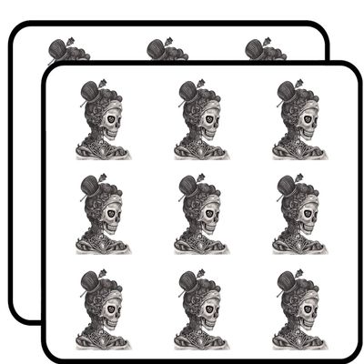 18 Pcs Pencil Sketch Dia De Los Muertos Woman with Flowers and Jewels 2" Stickers Decals Laptop Notebook Phone Waterproof Vinyl Trendy