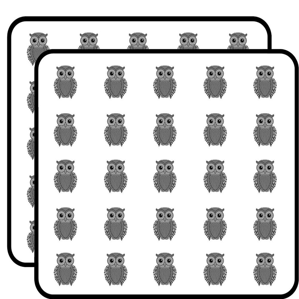 50 PCs Black and White Detailed Pattern Owl 1" Stickers Decals Laptop Notebook Phone Waterproof Vinyl Trendy