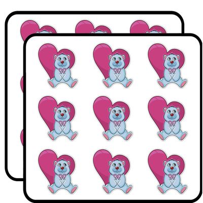 18 Pcs Happy Cute Blue Valentine Bear Cartoon 2" Stickers Decals Laptop Notebook Phone Waterproof Vinyl Trendy