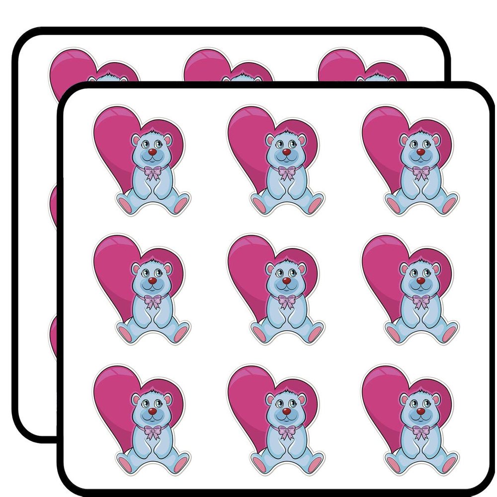 18 Pcs Happy Cute Blue Valentine Bear Cartoon 2" Stickers Decals Laptop Notebook Phone Waterproof Vinyl Trendy