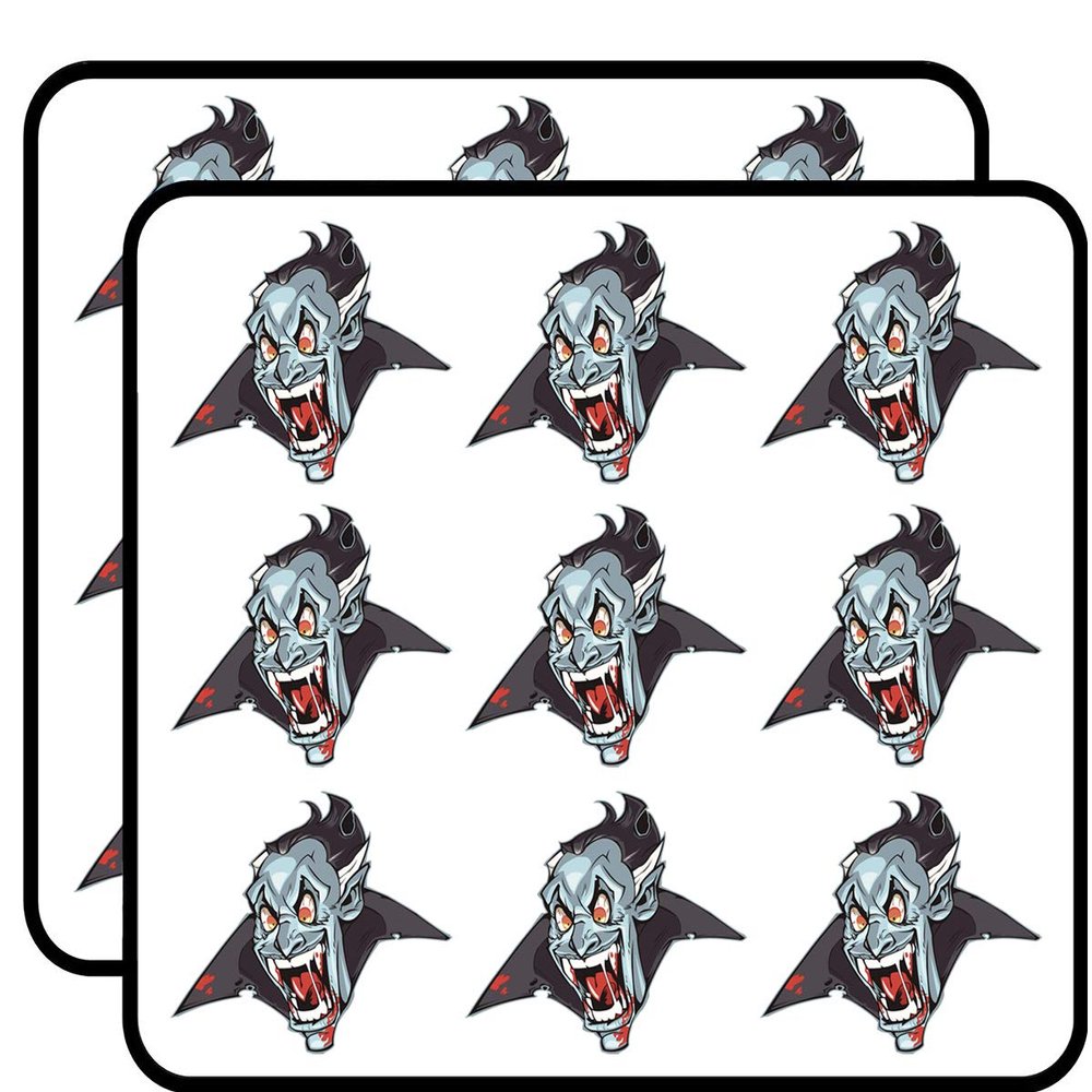 18 Pcs Creepy Halloween Dracula Vampire Cartoon Face 2" Stickers Decals Laptop Notebook Phone Waterproof Vinyl Trendy