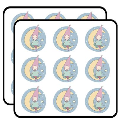 18 Pcs Cute Sleepy Garden Gnome on The Moon Cartoon Icon 2" Stickers Decals Laptop Notebook Phone Waterproof Vinyl Trendy