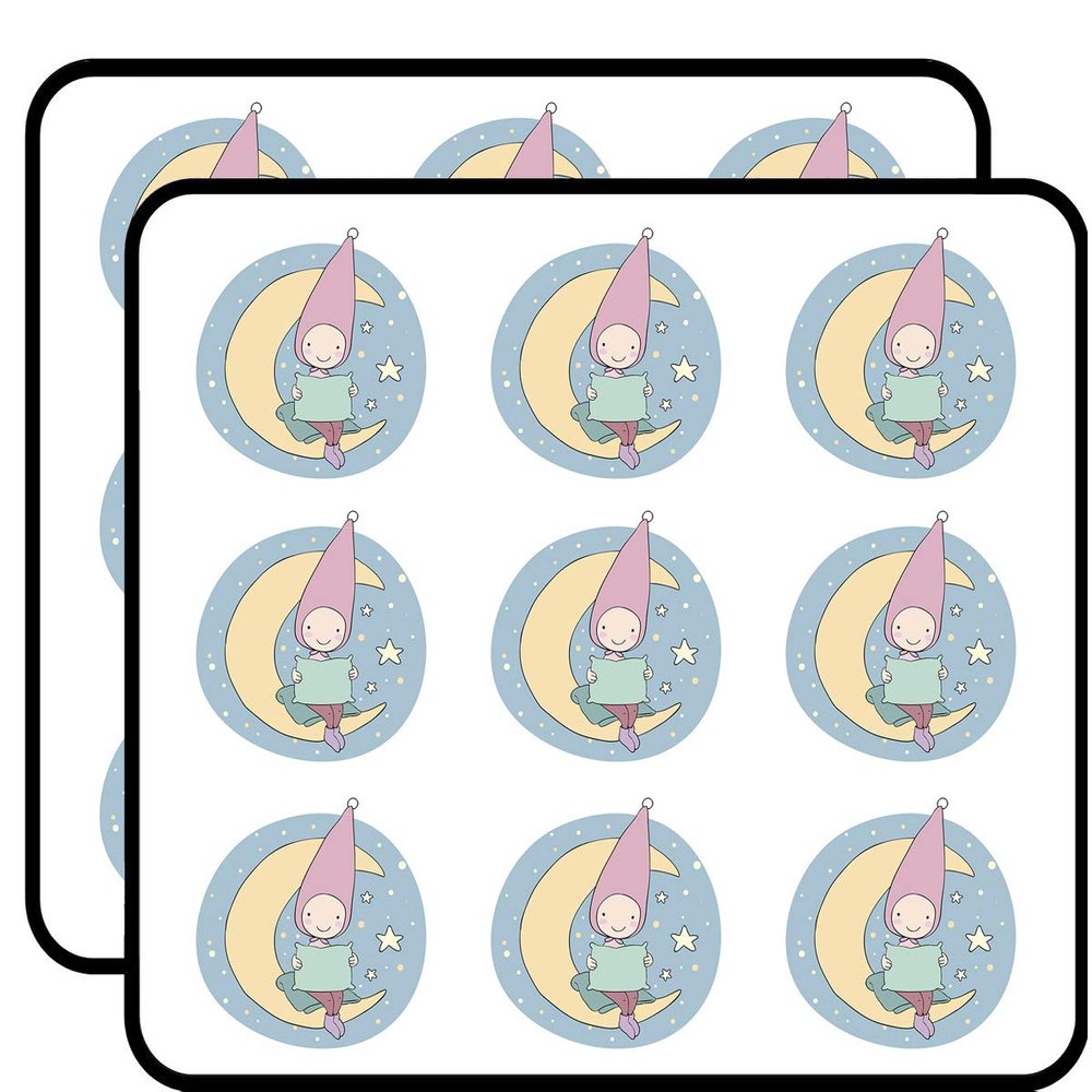 18 Pcs Cute Sleepy Garden Gnome on The Moon Cartoon Icon 2" Stickers Decals Laptop Notebook Phone Waterproof Vinyl Trendy