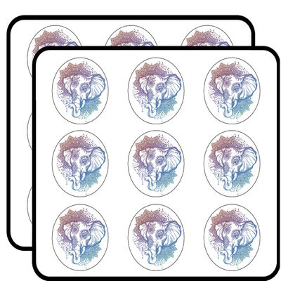 18 Pcs Pretty Pastel Ombre Mandala Elephant with Mandala Flowers 2" Stickers Decals Laptop Notebook Phone Waterproof Vinyl Trendy