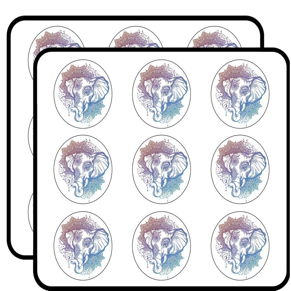 18 Pcs Pretty Pastel Ombre Mandala Elephant with Mandala Flowers 2" Stickers Decals Laptop Notebook Phone Waterproof Vinyl Trendy
