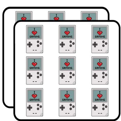 18 Pcs Divine Designs Simple Vintage Retro Gameboy Videogame Cartoon Icon - I Heart Gaming 2" Stickers Decals Laptop Notebook Phone Waterproof Vinyl Trendy