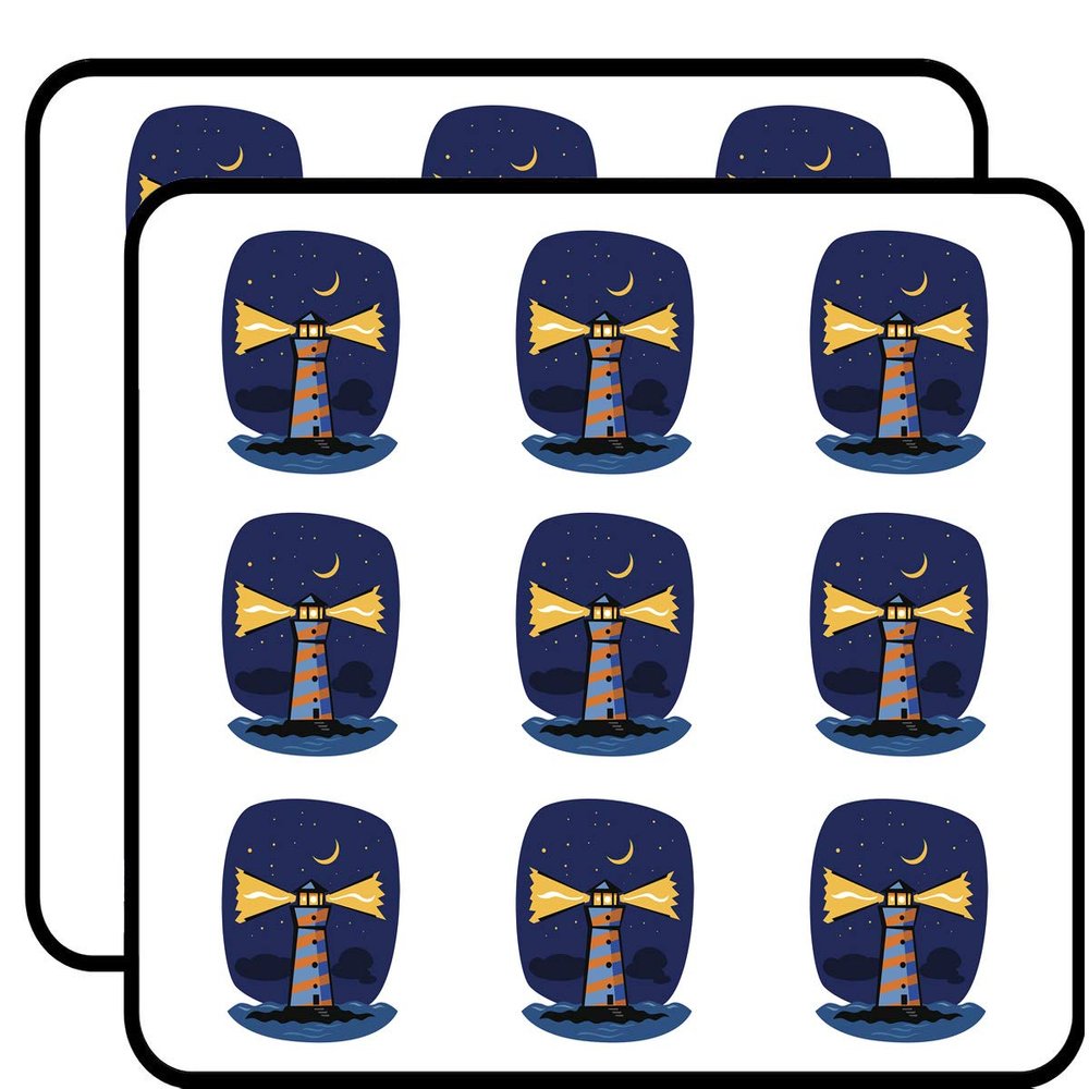 18 Pcs Simple Abstract Geometric Lighthouse Moonlight Cartoon 2" Stickers Decals Laptop Notebook Phone Waterproof Vinyl Trendy