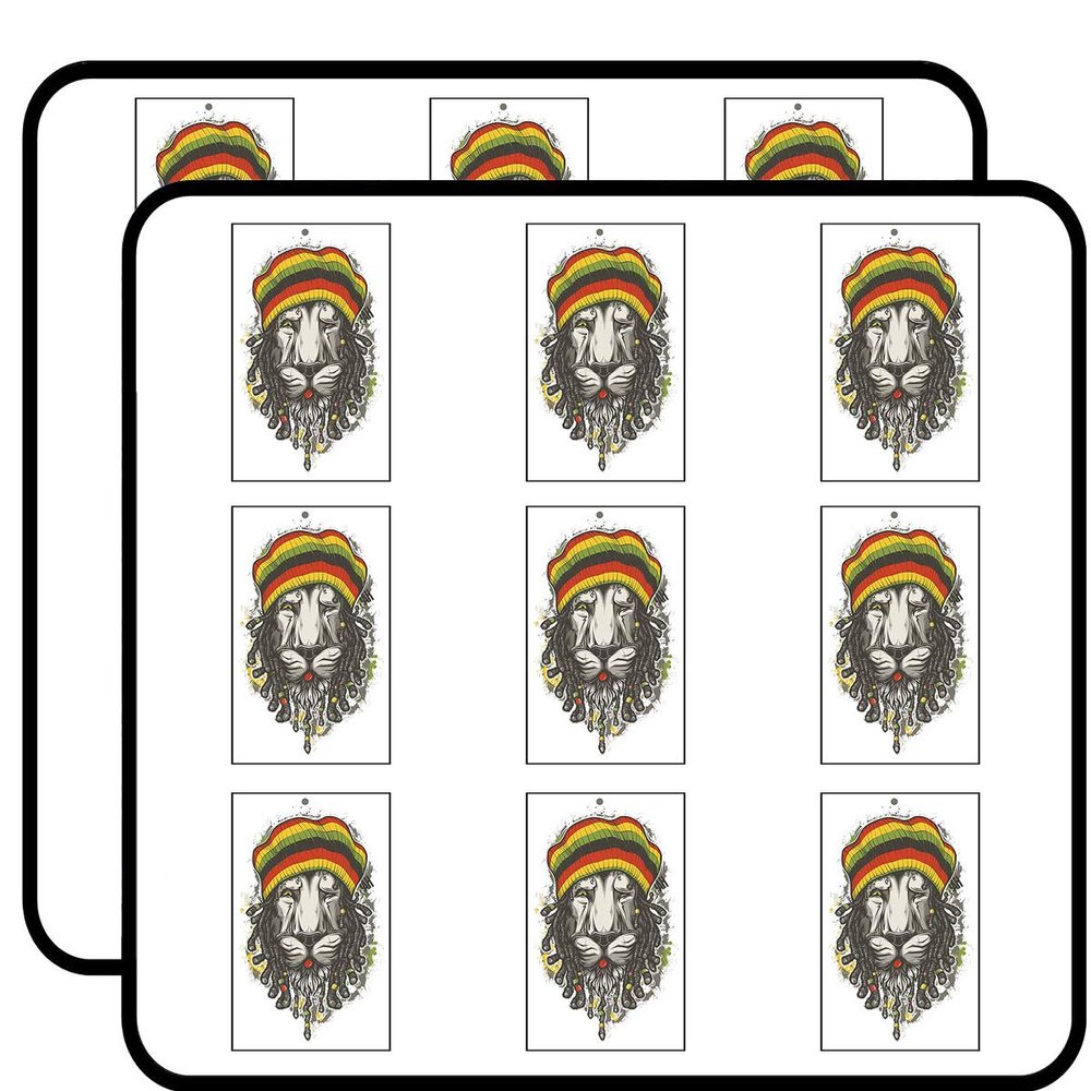 18 Pcs Detailed Rasta Lion with Dreads and Beanie 2" Stickers Decals Laptop Notebook Phone Waterproof Vinyl Trendy