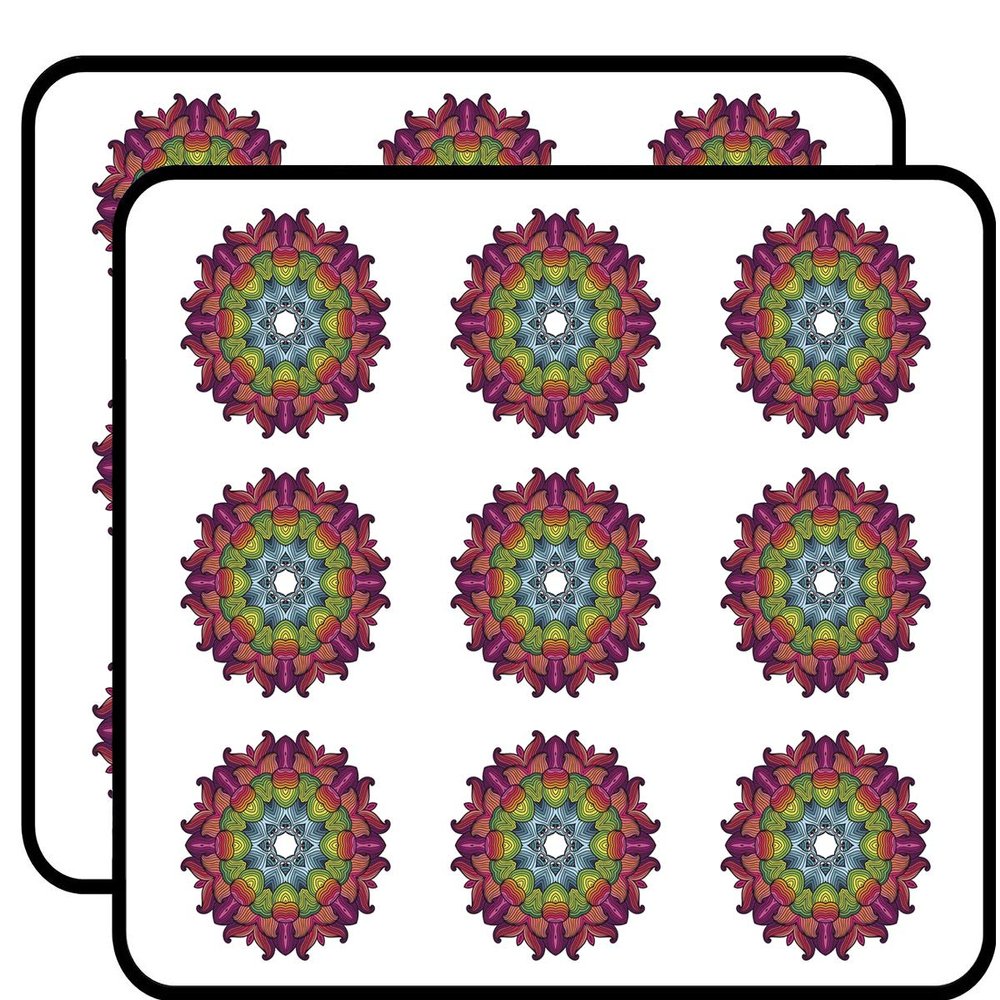 18 Pcs Rainbow Ombre Outlined Psychedelic Flower Icon #4 2" Stickers Decals Laptop Notebook Phone Waterproof Vinyl Trendy