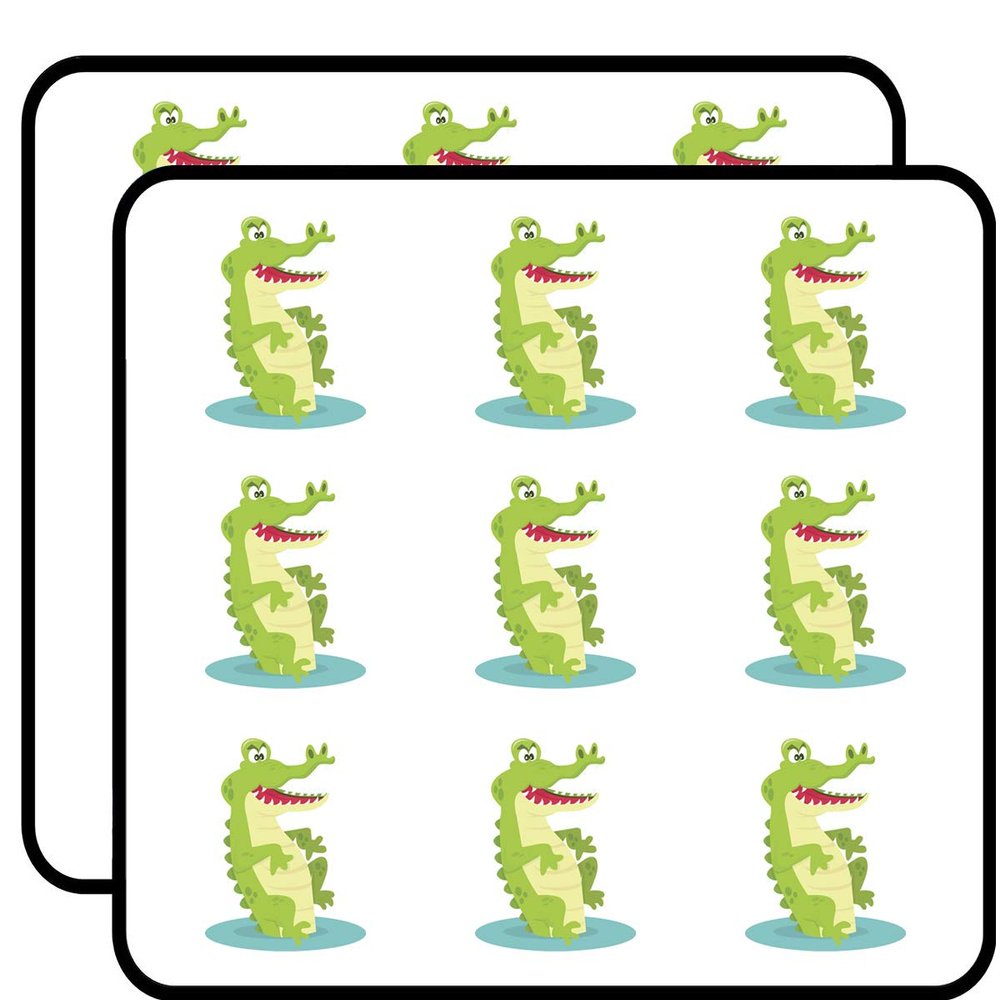 18 Pcs Cute Kids Nursery Zoo Animal Cartoon - Alligator 2" Stickers Decals Laptop Notebook Phone Waterproof Vinyl Trendy