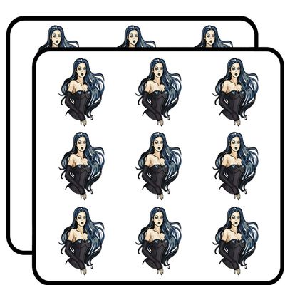 18 Pcs Sexy Gothic Punk Girl with Blue Hair Cartoon 2" Stickers Decals Laptop Notebook Phone Waterproof Vinyl Trendy
