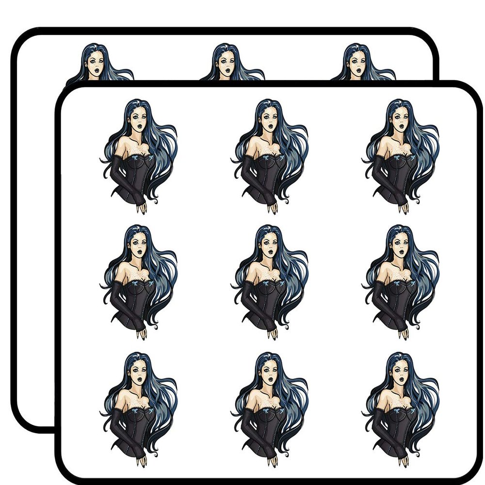18 Pcs Sexy Gothic Punk Girl with Blue Hair Cartoon 2" Stickers Decals Laptop Notebook Phone Waterproof Vinyl Trendy