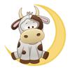 18 Pcs Cute Brown and White Milking Cow on Crescent Moon 2" Stickers Decals Laptop Notebook Phone Waterproof Vinyl Trendy view 2