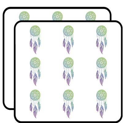 18 Pcs Green Blue Purple Ombre Mandala Henna Dream Catcher 2" Stickers Decals Laptop Notebook Phone Waterproof Vinyl Trendy