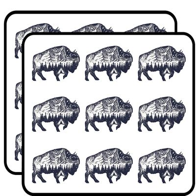 18 Pcs Cool Mountain Forest Range in Buffalo Cartoon 2" Stickers Decals Laptop Notebook Phone Waterproof Vinyl Trendy