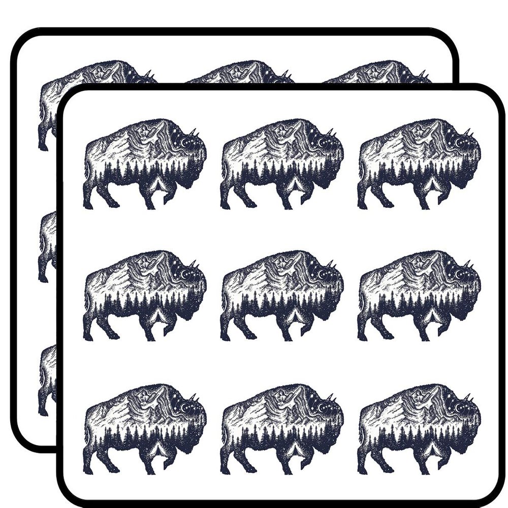 18 Pcs Cool Mountain Forest Range in Buffalo Cartoon 2" Stickers Decals Laptop Notebook Phone Waterproof Vinyl Trendy