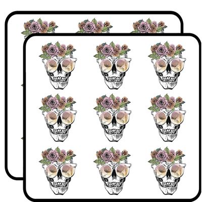 18 Pcs Happy Cute Girly Rose Floral Skull Drawing 2" Stickers Decals Laptop Notebook Phone Waterproof Vinyl Trendy