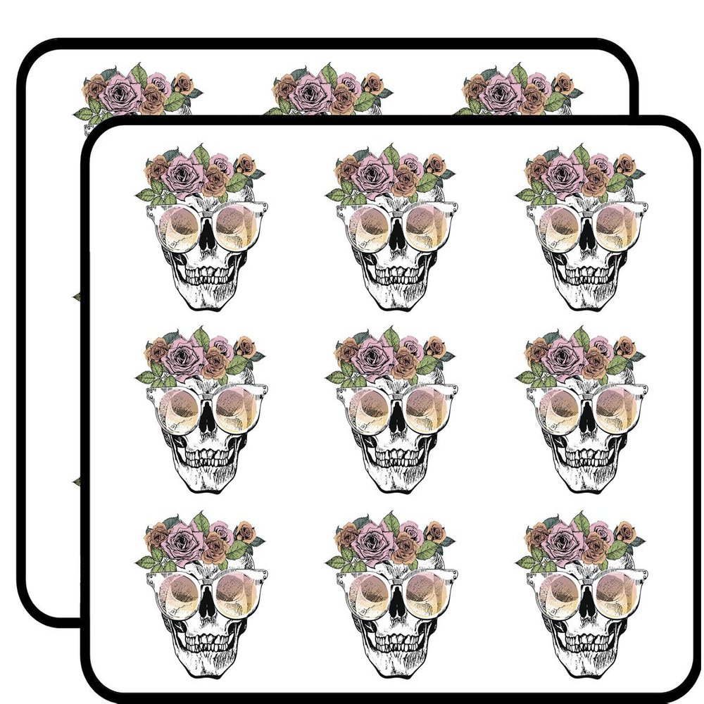 18 Pcs Happy Cute Girly Rose Floral Skull Drawing 2" Stickers Decals Laptop Notebook Phone Waterproof Vinyl Trendy