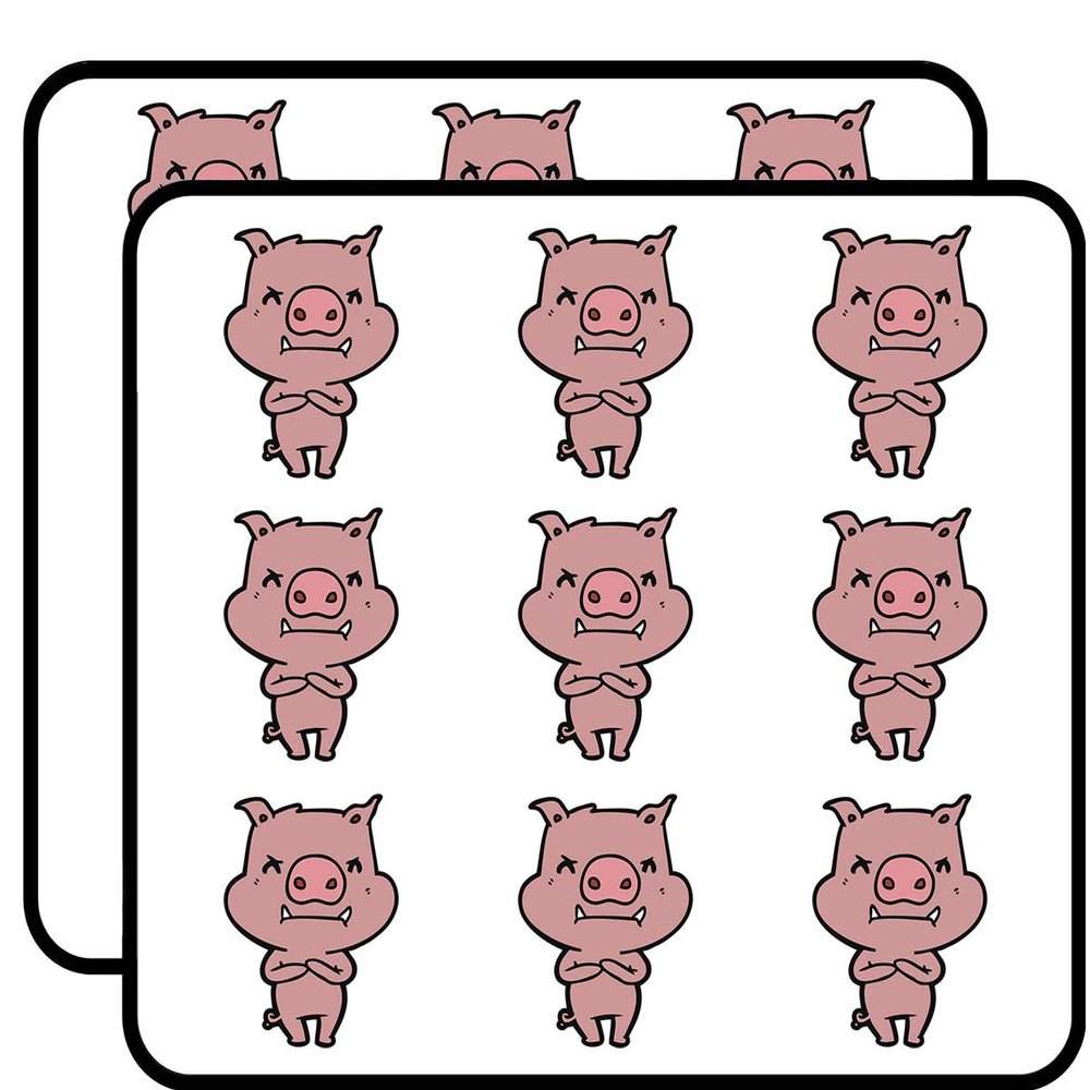 18 Pcs Simple Pink Piggy Pig Pen Art Cartoon - Angry 2" Stickers Decals Laptop Notebook Phone Waterproof Vinyl Trendy