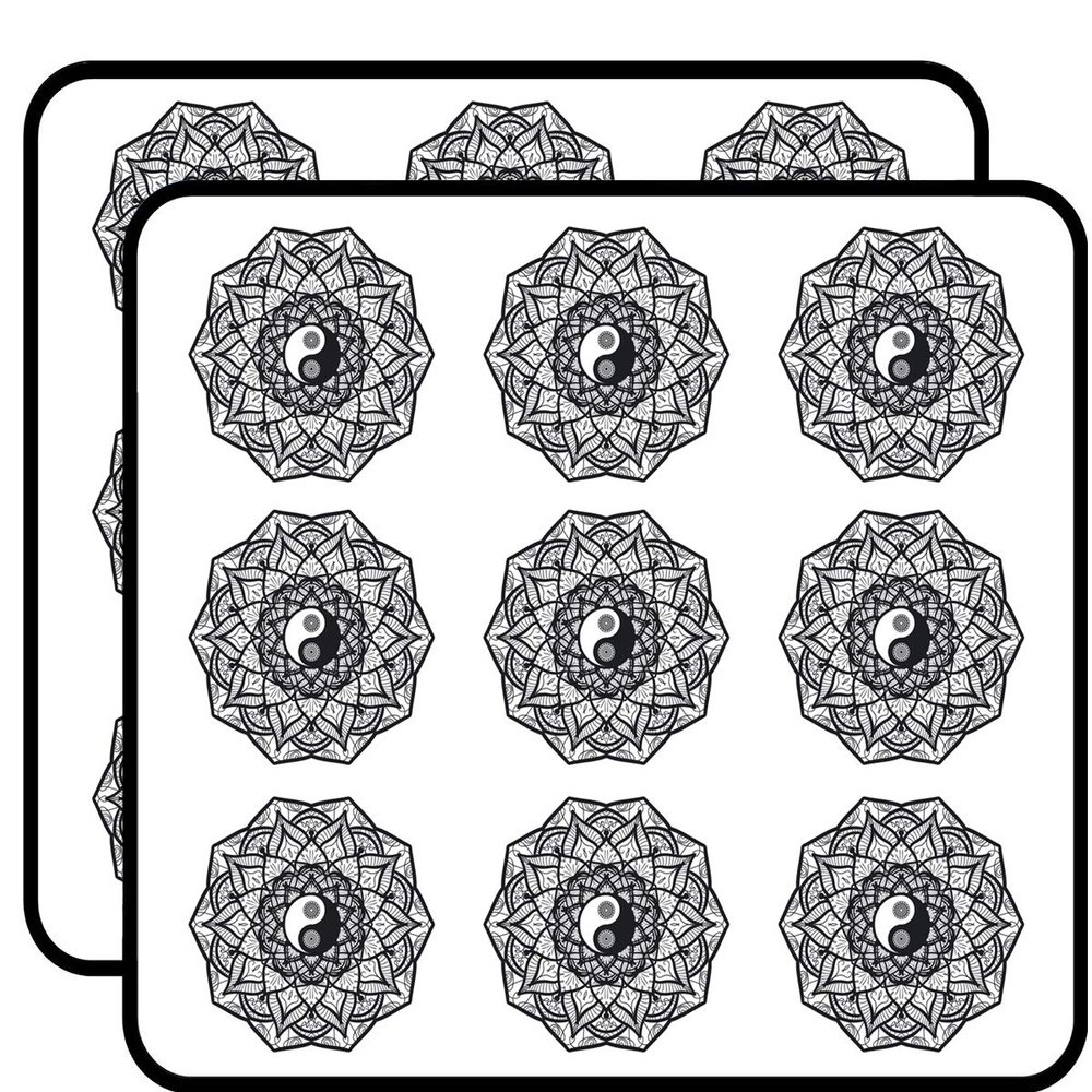 18 Pcs Black and White Ying Yang Mandala Flower #1 2" Stickers Decals Laptop Notebook Phone Waterproof Vinyl Trendy