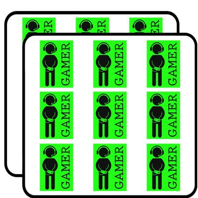 18 Pcs Video Games Gamer with Headphones and Controller Green Black 2" Stickers Decals Laptop Notebook Phone Waterproof Vinyl Trendy