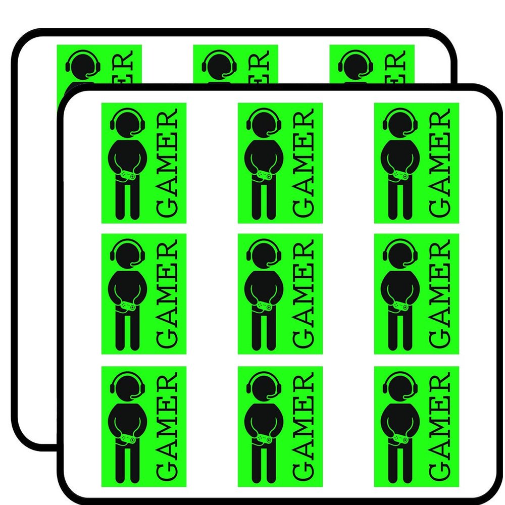 18 Pcs Video Games Gamer with Headphones and Controller Green Black 2" Stickers Decals Laptop Notebook Phone Waterproof Vinyl Trendy