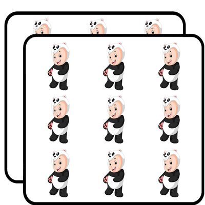 18 Pcs Cute Baby in Animal Costume Cartoon - Panda Bear 2" Stickers Decals Laptop Notebook Phone Waterproof Vinyl Trendy
