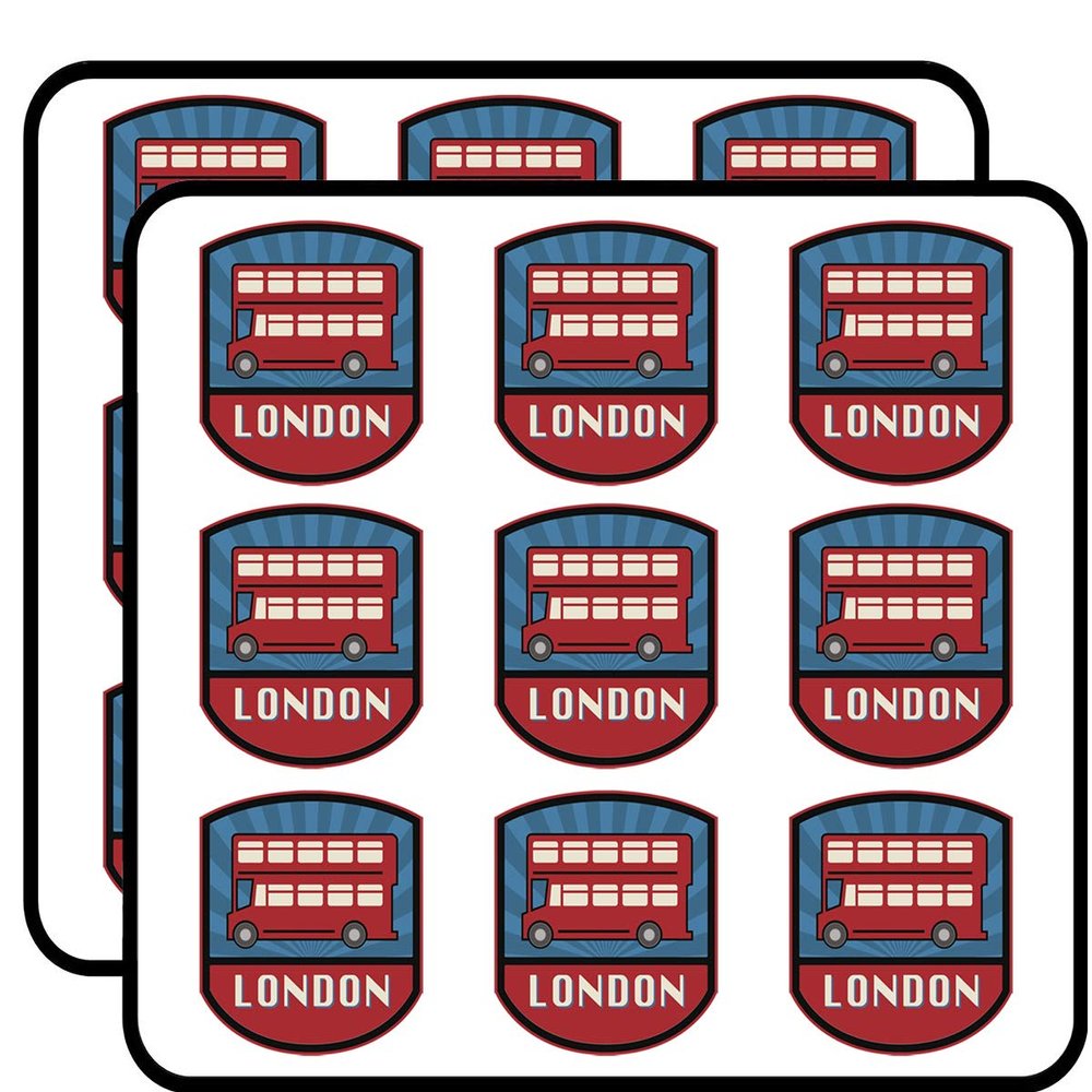 18 Pcs Cool Red Doubledecker London Bus Cartoon Icon 2" Stickers Decals Laptop Notebook Phone Waterproof Vinyl Trendy