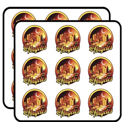 18 Pcs Simple Golden Los Angeles Skyline Cartoon Icon 2" Stickers Decals Laptop Notebook Phone Waterproof Vinyl Trendy