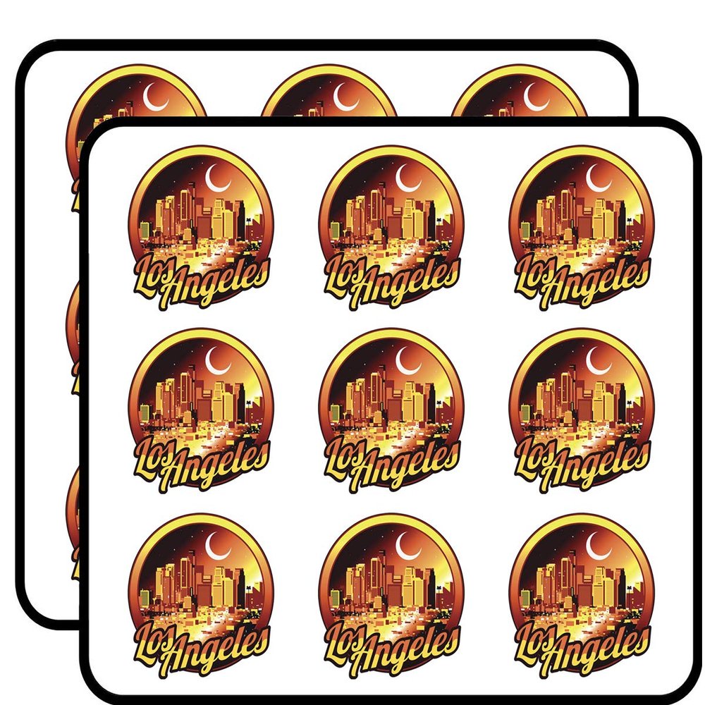 18 Pcs Simple Golden Los Angeles Skyline Cartoon Icon 2" Stickers Decals Laptop Notebook Phone Waterproof Vinyl Trendy