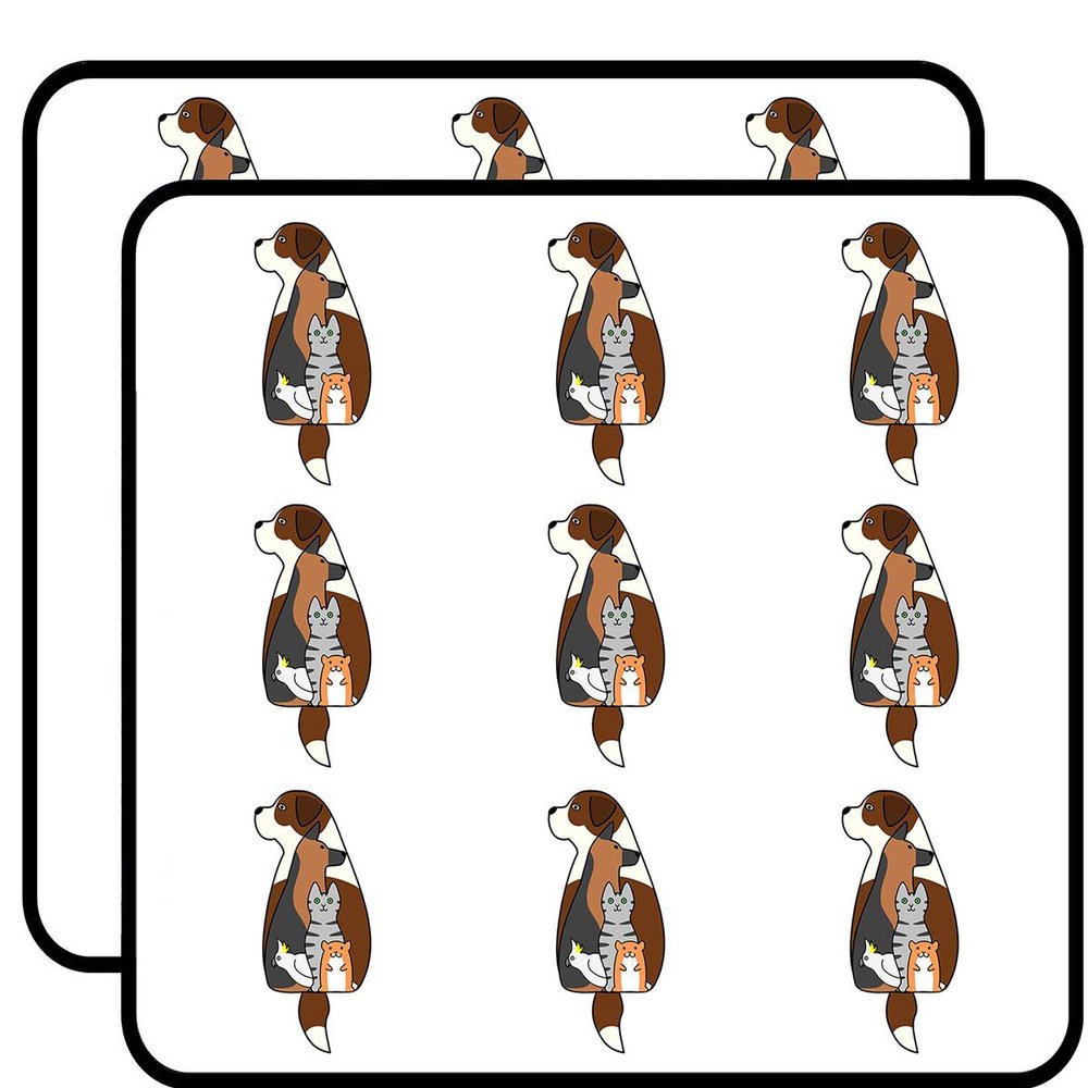18 Pcs House Pets Icon with Dog Cat Bird and Hamster Silhoutte 2" Stickers Decals Laptop Notebook Phone Waterproof Vinyl Trendy