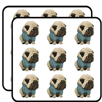 18 Pcs Adorable Sad Pug Puppy Dog Cartoon 2" Stickers Decals Laptop Notebook Phone Waterproof Vinyl Trendy