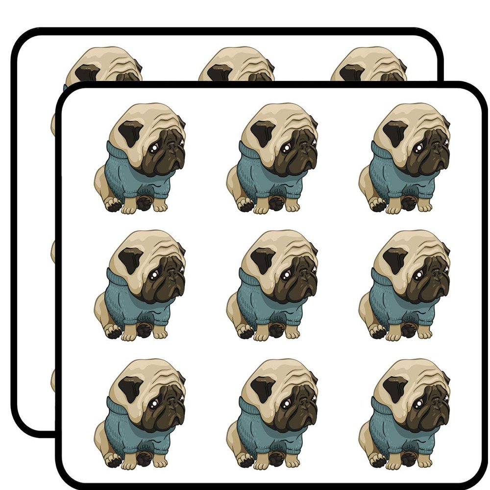 18 Pcs Adorable Sad Pug Puppy Dog Cartoon 2" Stickers Decals Laptop Notebook Phone Waterproof Vinyl Trendy