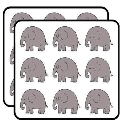 18 Pcs Cute Silly Kids Cartoon Animal - Gray Elephant 2" Stickers Decals Laptop Notebook Phone Waterproof Vinyl Trendy