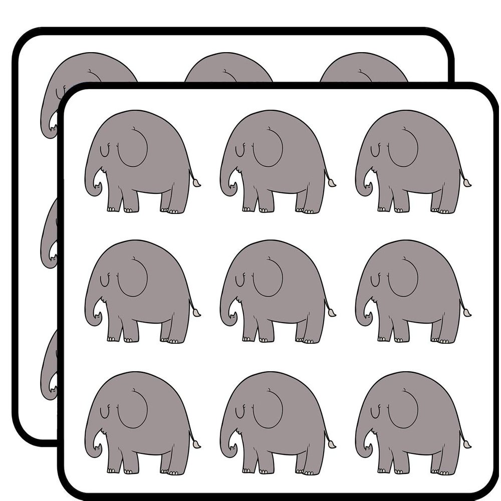 18 Pcs Cute Silly Kids Cartoon Animal - Gray Elephant 2" Stickers Decals Laptop Notebook Phone Waterproof Vinyl Trendy