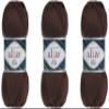 Alize Diva Plus Silk 100% Microfiber Acrylic and Mercerized Effect Knitting 3 DK & Light Worsted Crochet Yarn Lot of 3 Ball skeins 300gr 721 yds (26 - Brown) view 1